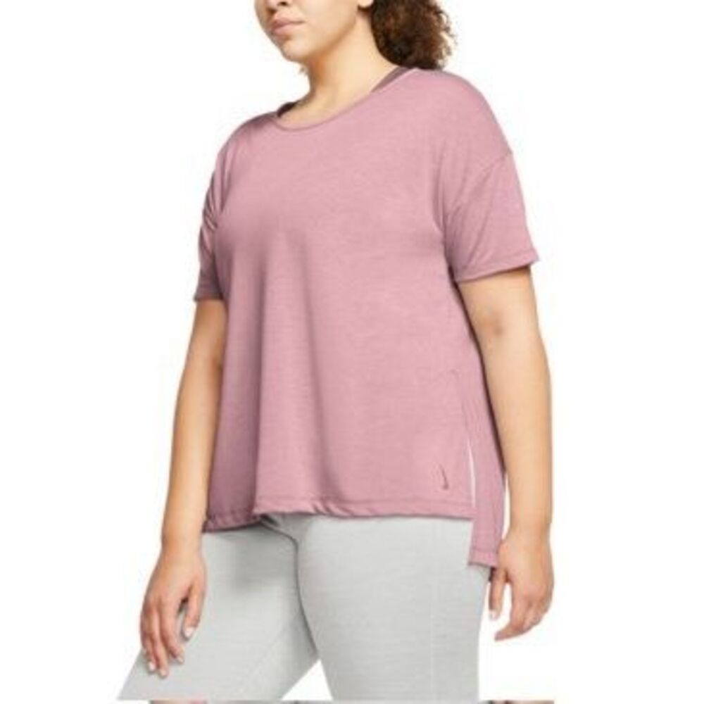 Plus Size Nike‎ Dri-Fit Yoga Tee, Women's, Size: 2XL, Light Red